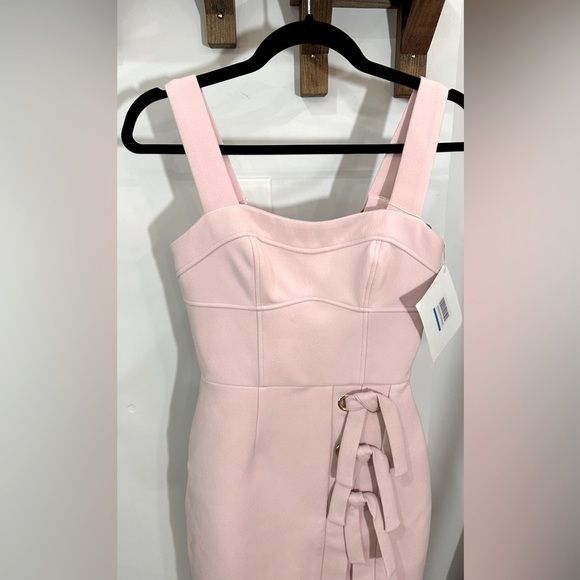 NWT Rebecca Vallance Celestina Knotted Crepe Dress Pink Midi Size 2 - Picture 5 of 13